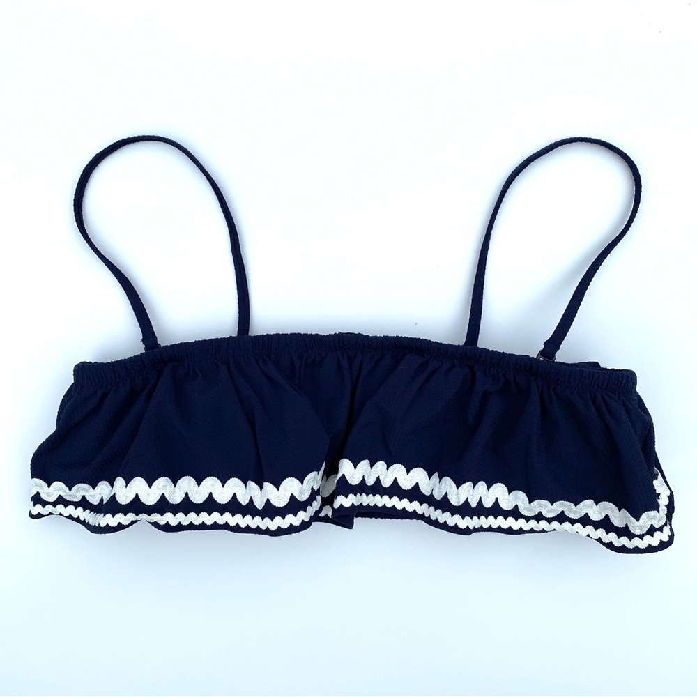 J. Crew Navy Bikini Top with White Trim